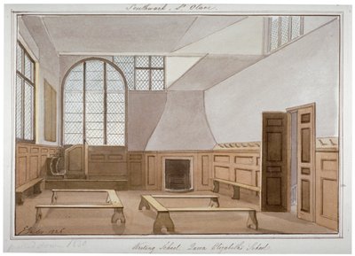 位于伦敦百蒙西Tooley街的圣奥拉夫学校的内景，1826年。    作者 G Yates