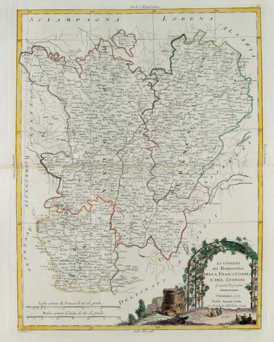 Bourgogne，Franca Contea和Lyons的政府，由Zuliani在1777年由威尼斯出版的最新地图册的Tome I拍摄，由Antonio Zatta拍摄，私人收藏 作者 祖利亚尼
