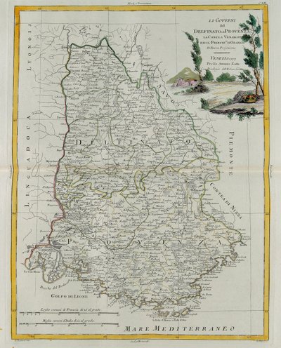 Dauphin，普罗旺斯，Venaissin县和Orange的校长，由Zuliani在1777年由Antonio Zatta，Priv在威尼斯出版的最新地图册的Tome I拍摄的雕刻 作者 祖利亚尼