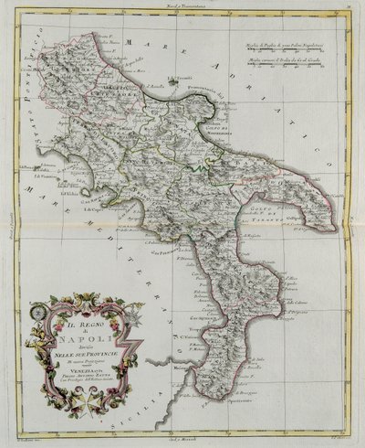Kingdom of Naples divided into its provinces, engraving by G. Zuliani taken from Tome II of the "Newest Atlas" published in Venice in 1781 by Antonio Zatta, Private Collection 作者 祖利亚尼