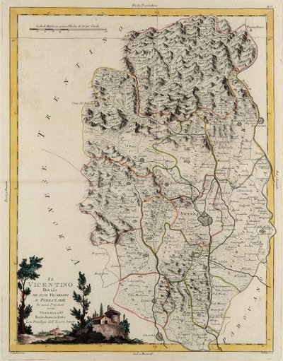 Land area of the State of the Veneto: area of Vicenza divided into its bishoprics and magistracies, engraving by G. Zuliani taken from Tome II of the "Newest Atlas" published in Venice in 1782 by Antonio Zatta, Private Collection 作者 祖利亚尼