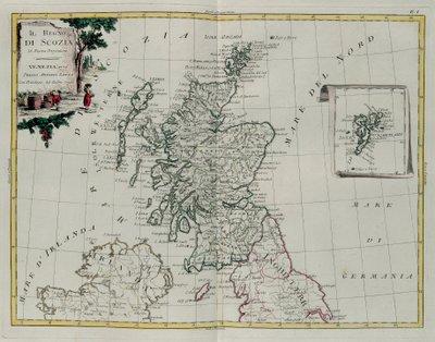 苏格兰王国，由G. Zuliani拍摄，拍摄于1776年由Antonio Zatta在威尼斯出版的最新地图册的Tome I，私人收藏 作者 祖利亚尼