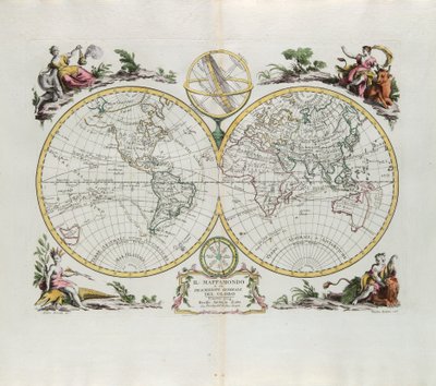 世界地图和地球的一般描述，由Zuliani雕刻，取自1774年威尼斯出版的最新地图册的Tome I作者：Antonio Zatta 作者 祖利亚尼