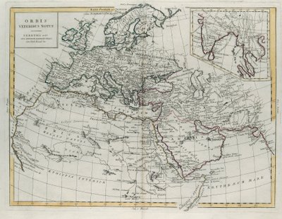 古代已知的世界，由Zuliani雕刻，取自1785年由Antonio Zatta在威尼斯出版的最新地图册的Tome IV，私人收藏 作者 祖利亚尼