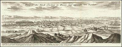 1720 年插图--从伊斯法罕出发五天后到达波斯卡尚城的前景 作者 加布里埃尔·博德内尔（Gabriel Bodenehr）