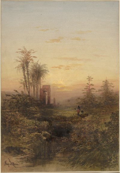 东方风景中的夕阳 作者 加布里埃尔·伊波利特·莱巴斯