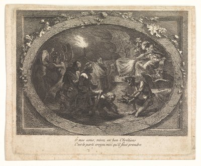 伏尔泰抵达地狱 作者 Gabriel Jacques de Saint Aubin (学校)