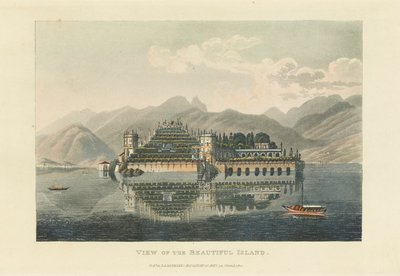 马焦雷湖美丽岛屿Isola Bella的景色，1820年以前。 作者 加布里埃尔·路德维希·洛瑞