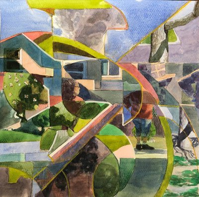 抽象邻居，2021 年（纸面水彩画） 作者 加布里埃尔·帕尔马