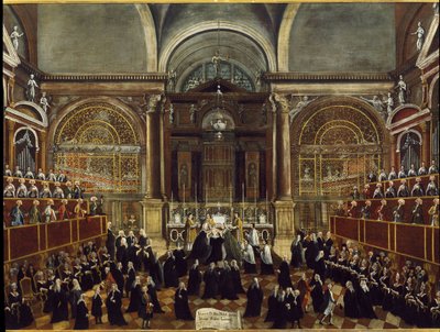 Gabriele Bella (1730-1799) 1789 Dim 94x148 cm 威尼斯基金会“Querini Stampalia”细节绘画在威尼斯圣洛伦佐教堂举行的修女礼服仪式 作者 Gabriele Bella