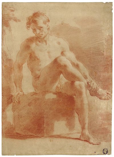 坐着的男性裸体 作者 Gaetano Gandolfi