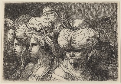 六个头，一个土耳其人在前面 作者 加埃塔诺·甘多尔菲（Gaetano Gandolfi）