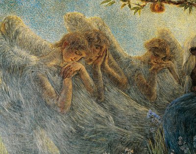天使》，《孕产》中的细节 作者 加埃塔诺·普雷维亚蒂（Gaetano Previati）