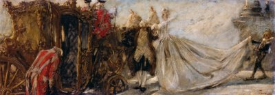 离开教堂，Gaetano Previati设计 作者 加埃塔诺·普雷维亚蒂（Gaetano Previati）