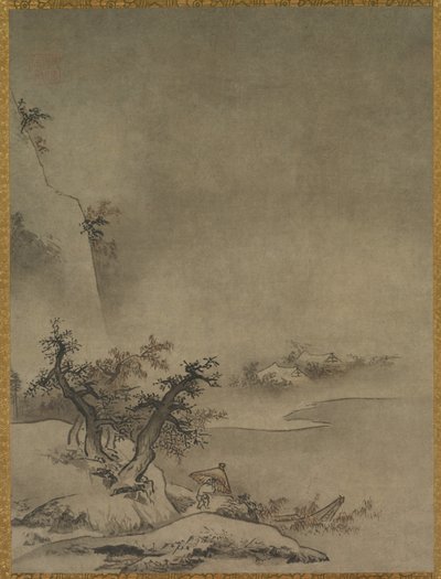 中国仆人在雨中行走，15世纪。 作者 佐久学夫