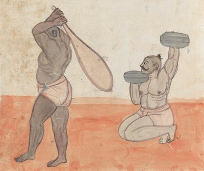 一对杰伊提斯在举重 作者 Gangaram Chintaman Tambat