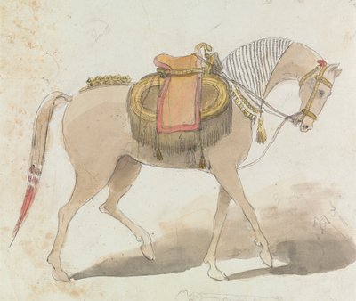 精心装鞍的马 作者 Gangaram Chintaman Tambat