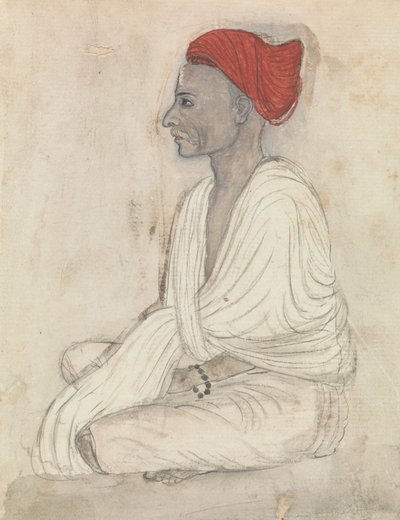 盘腿而坐的红头巾男子 作者 Gangaram Chintaman Tambat
