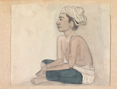 腿上盖着蓝布的男人 作者 Gangaram Chintaman Tambat