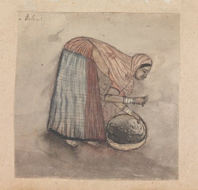 弯腰提篮的妇女 作者 Gangaram Chintaman Tambat