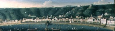 从海的那不勒斯看法有Castel dellOvo和Chiaia的郊区，1731 作者 加斯帕·巴特勒