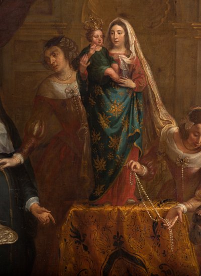 教区教堂（Eglise Saint-Brice）。画作《西班牙大公伊莎贝尔向哈勒的圣马丁教堂赠送珠宝》。加斯帕-德-克雷尔。 作者 加斯帕·德·克雷耶