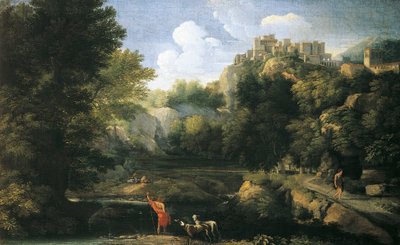 显示牧羊人的河流景观 作者 加斯帕德·普桑·杜格（Gaspard Poussin Dughet）