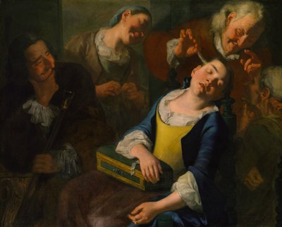 戏弄熟睡的女孩，约1760年。 作者 加斯佩·特拉沃西