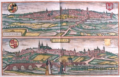 德国埃施韦格和弗里茨拉尔--载于格奥尔格-布劳恩撰写的《Civitates Orbis Terrarum》，科隆，1617 年 作者 乔治·布劳恩