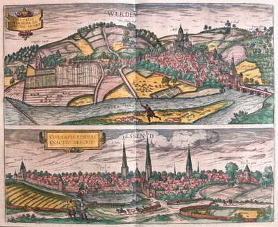 德国埃森和威尔登--载于格奥尔格-布劳恩 1617 年创作的《Civitates Orbis Terrarum》，科隆 作者 乔治·布劳恩