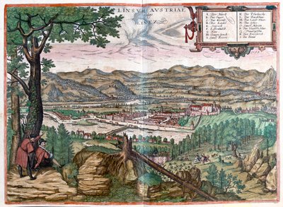 奥地利林茨 - 格奥尔格-布劳恩（Georg Braun）1617 年创作的 "Civitates Orbis Terrarum"，科隆 作者 乔治·布劳恩