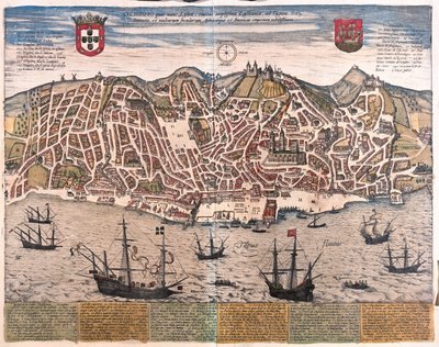 葡萄牙里斯本 - 格奥尔格-布劳恩（Georg Braun）1617 年在科隆创作的 "Civitates Orbis Terrarum "一书中 作者 乔治·布劳恩