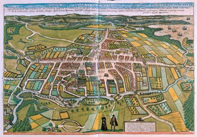 格奥尔格-布劳恩（Georg Braun）1617 年在科隆创作的《Civitates Orbis Terrarum》中的丹麦欧登塞平面图 作者 乔治·布劳恩