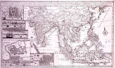 印度到新几内亚西部，包括日本南部和菲律宾，由J.B. Bruhl雕刻，约1737年（雕刻）。 作者 乔治·邦斯泰特（Georg Christian Bonstedt）
