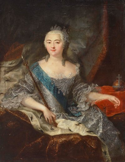 1709-1762年俄罗斯伊丽莎白皇后的肖像，1740年代。 作者 乔治·克里斯托夫·格罗斯（Georg Christoph Grooth）