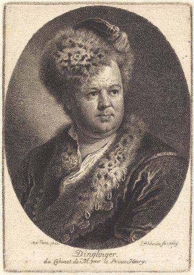 约翰-梅尔基奥尔-丁林格 作者 格奥尔格·弗里德里希·施密特 (Georg Friedrich Schmidt) 在 Antoine Pesne 之后