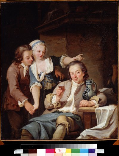 Mari trompe (vin et amour)。被欺骗的丈夫（酒与爱）》。乔治-梅尔基奥尔-克劳斯（1737-1806 年）的绘画作品 作者 乔治·梅尔基奥·克劳斯（Georg Melchior Kraus）