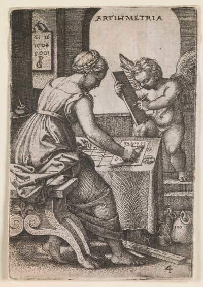 算术》，选自 "文科 "系列，约 1541 年（版画） 作者 乔治·彭茨