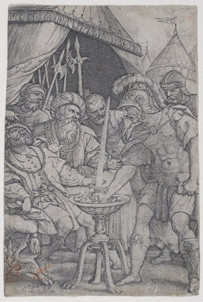 Mucius Scaevola和Porsenna，来自罗马英雄，1535年。 作者 乔治·彭茨