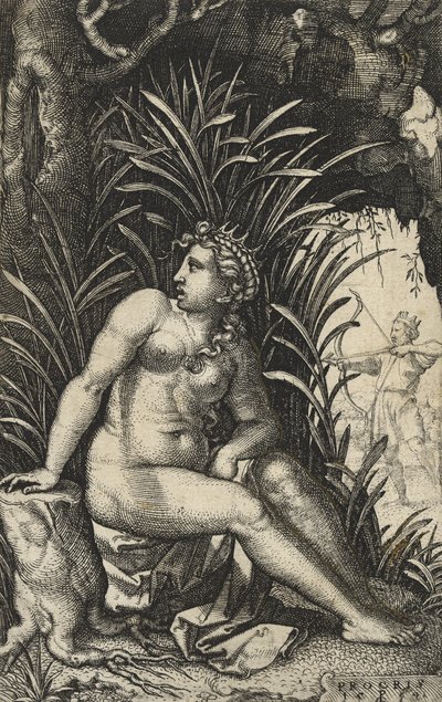 Procris和Cephalus，1539年（在纸上雕刻） 作者 乔治·彭茨