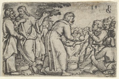 饼和鱼的奇迹，出自《基督的故事》，1534-35。 作者 乔治·彭茨