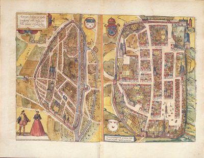 法国夏多顿和沙特尔地图，来自Georg Braun的Civitates Orbis Terrarum。 作者 弗兰斯