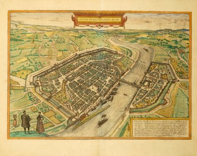 法兰克福地图来自Georg Braun的Civitates Orbis Terrarum。 作者 弗兰斯