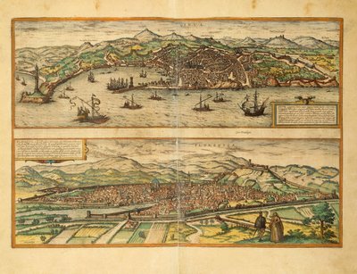 热那亚和佛罗伦萨地图，来自Georg Braun的Civitates Orbis Terrarum。 作者 弗兰斯