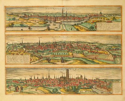 赫托根博斯、鲁汶和梅赫伦地图，来自乔治-布劳恩的Civitates Orbis Terrarum。 作者 弗兰斯