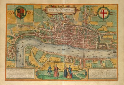 乔治-布劳恩的伦敦地图（Civitates Orbis Terrarum）。 作者 弗兰斯