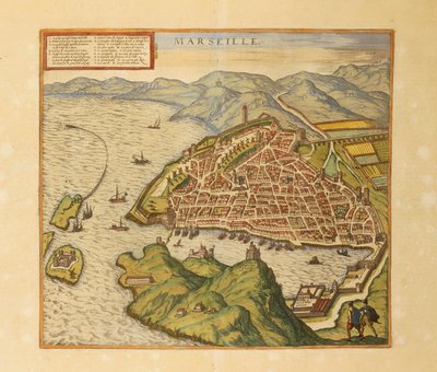 马赛地图来自Georg Braun的Civitates Orbis Terrarum。 作者 弗兰斯