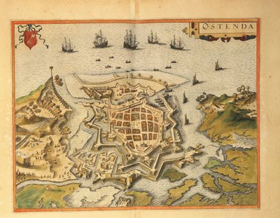 奥斯坦德地图，来自乔治-布劳恩的Civitates Orbis Terrarum。 作者 弗兰斯