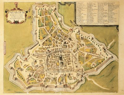 帕多瓦地图来自Georg Braun的Civitates Orbis Terrarum。 作者 弗兰斯