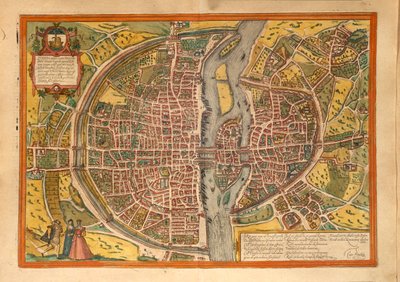 巴黎地图来自Georg Braun的Civitates Orbis Terrarum 作者 弗兰斯